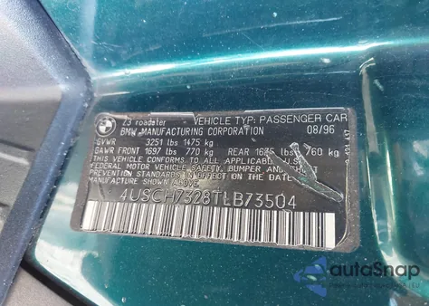 1996 BMW Z3 1.9 z USA, uszkodzony, nr VIN 4USCH7328TLB73540